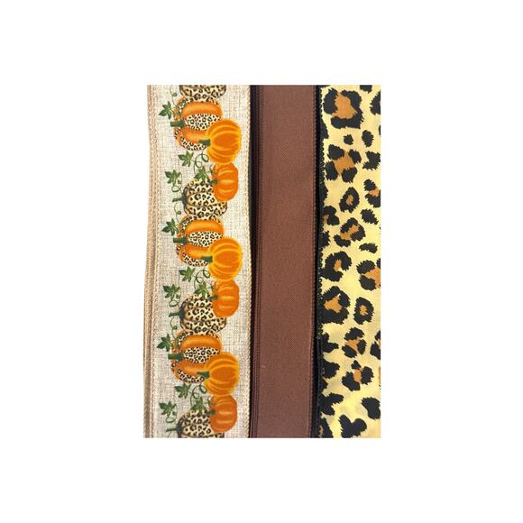 Fall Wreath Kit, Welcome to Our Pumpkin Patch sign Pumpkin Leopard Ribbon Bundle - Picture 4 of 5